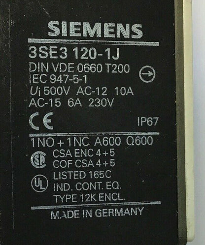 SIEMENS 3SE3 120-1J SELECTOR SWITCH 10AMP 230V