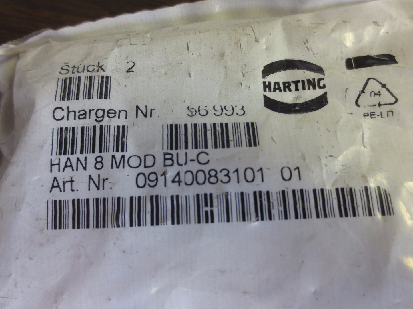 HARTING 09140083101 HAN 8 MOD BU-C RECEPTACLE - NEW SURPLUS - BAG of 2