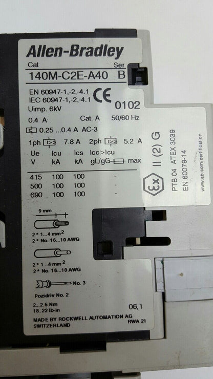 Allen Bradley Comb Starter # 190S-ADNJ2-CA40C B
