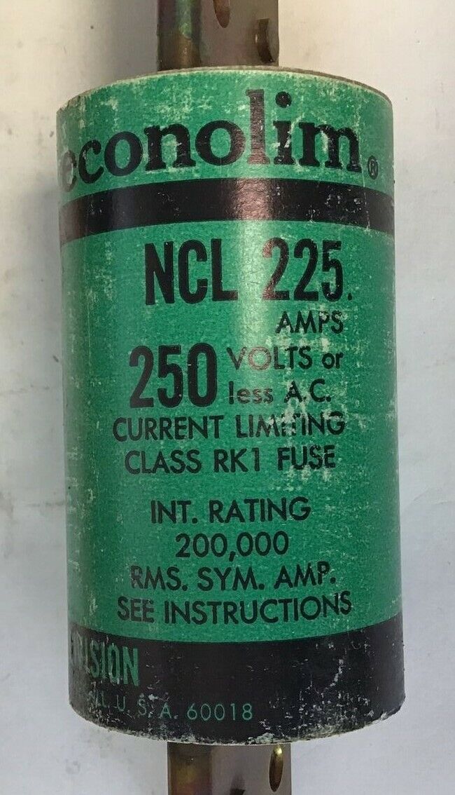 ECONOLIM NCLR-225 FUSE CLASS RK1 250V CURRENT LIMITING NCL-225