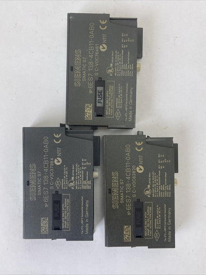 SIEMENS 1P 6ES7 138-4CB11-0AB0 PM-E POWER MODULE 24..48VDC 24..230VAC (LOT OF 3)