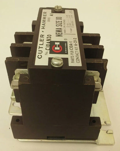 CUTLER HAMMER C10AN30A MAGNETIC CONTACTOR W/O INTERLOCK, 120V 60HZ COIL, C10AN3