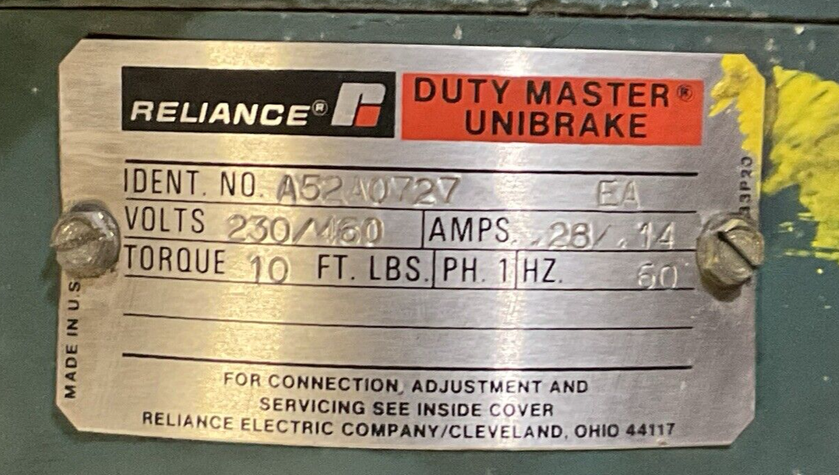 RELIANCE ELECTRIC P56H1474R-JA AC MOTOR 10286813-QLR GEAR MOTOR A52A0727