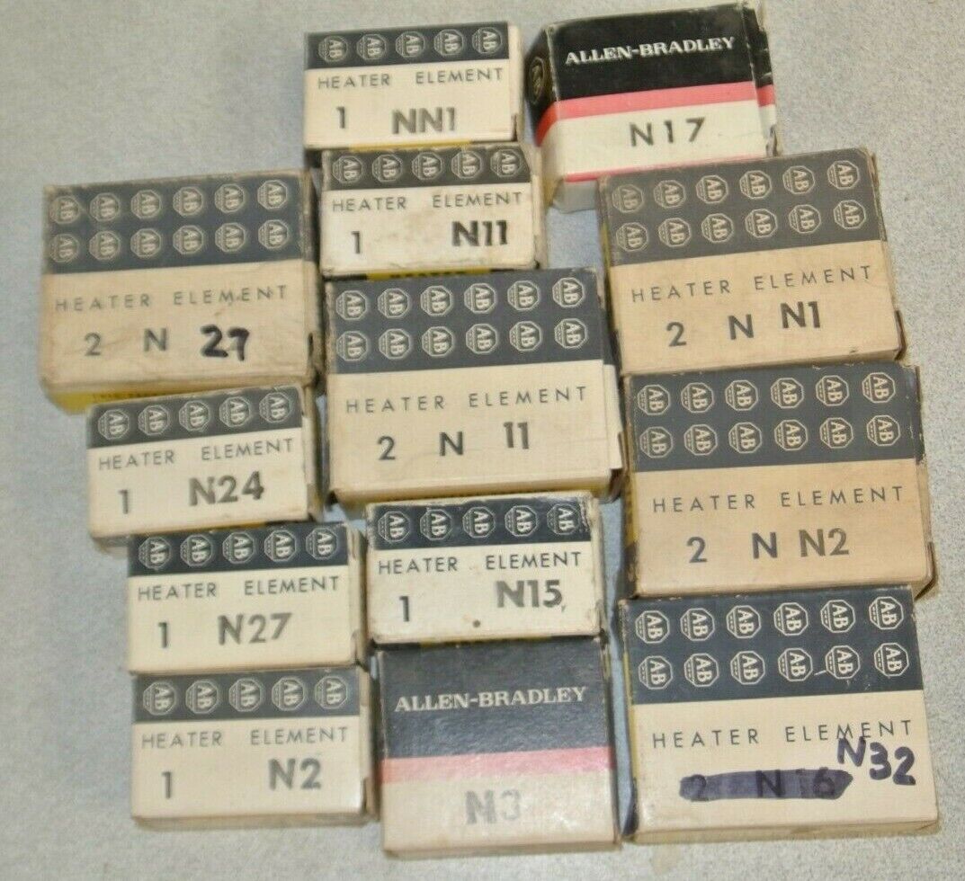 LOT of 16 ALLEN-BRADLEY OVERLOAD HEATER ELEMENTS / N- & NN-series / LIST BELOW