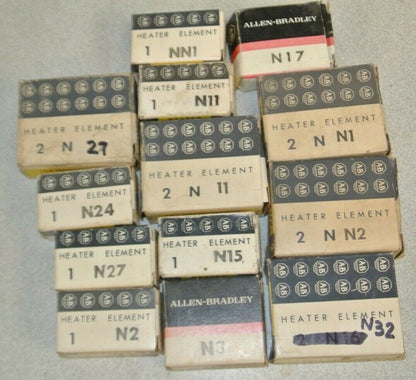 LOT of 16 ALLEN-BRADLEY OVERLOAD HEATER ELEMENTS / N- & NN-series / LIST BELOW