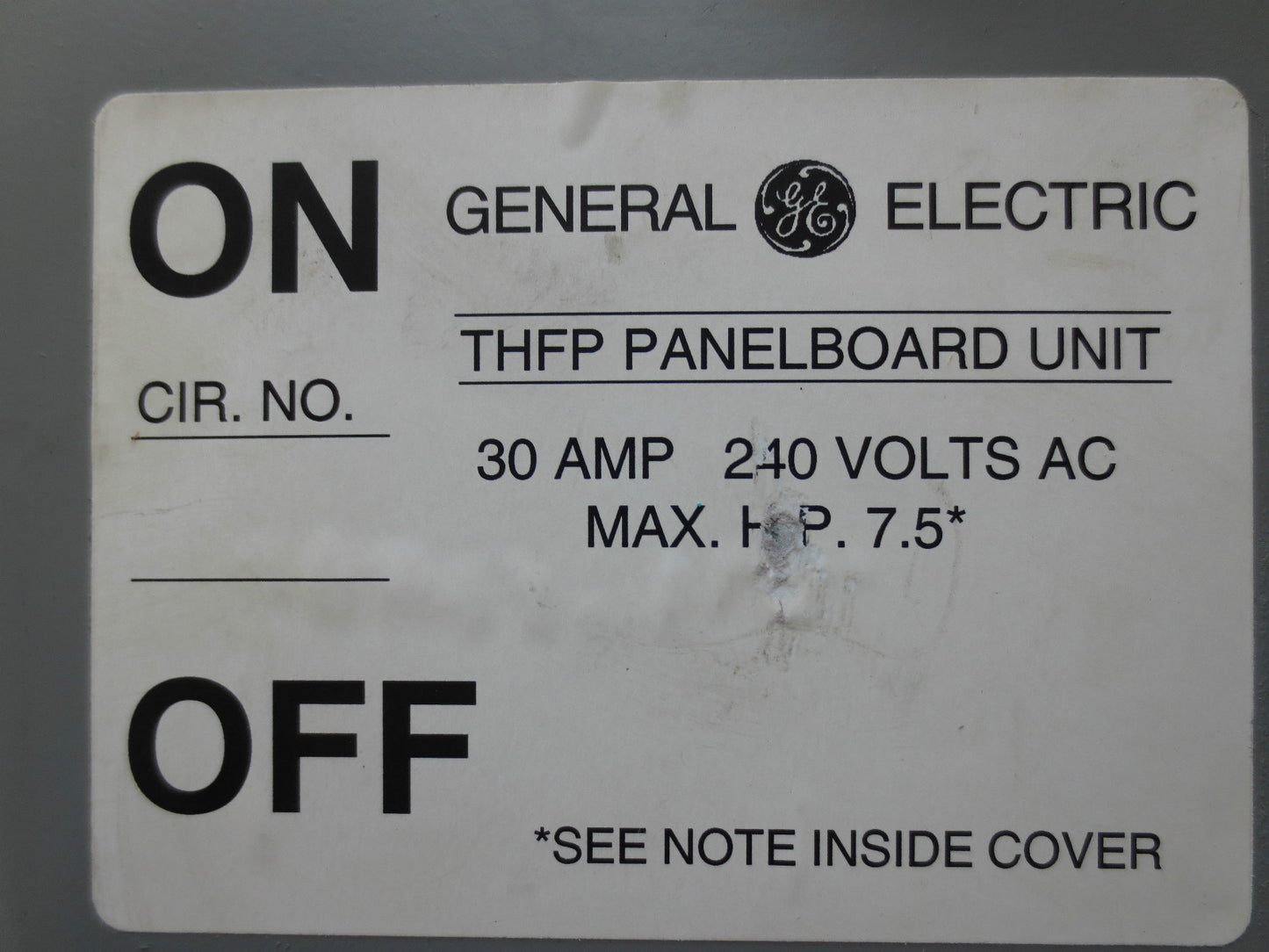 GENERAL ELECTRIC THFP321L PANELBOARD SWITCH 30A, 240VAC, 7.5HP - NEW SURPLUS