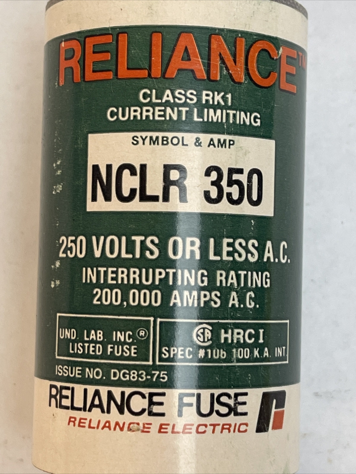RELIANCE NCLR350 CURRENT LIMITINF CLASS RK1 FUSE 350AMP 250VAC