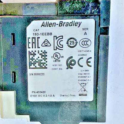 ALLEN BRADLEY 193-1EEBB OVERLOAD RELAY SER.A