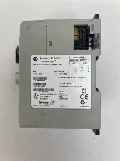 ALLEN BRADLEY 1769-L35E COMPACT LOGIX 1.5MB CONTROLLER SER A FW1.15 24VDC 0.09A