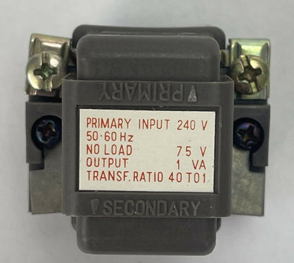 IDEC T2 TRANSFORMER POWER SUPPLY INPUT 240V 50-60HZ NO LOAD 7.5V OUTPUT 1VA