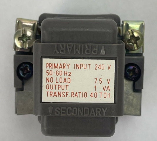 IDEC T2 TRANSFORMER POWER SUPPLY INPUT 240V 50-60HZ NO LOAD 7.5V OUTPUT 1VA