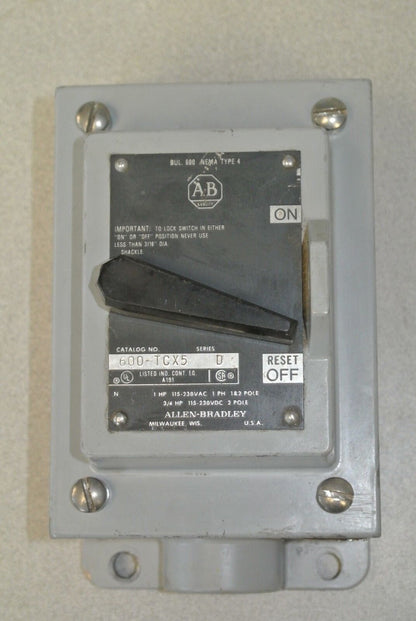 ALLEN-BRADLEY 600-TCX5 MANUAL STARTING SWITCH