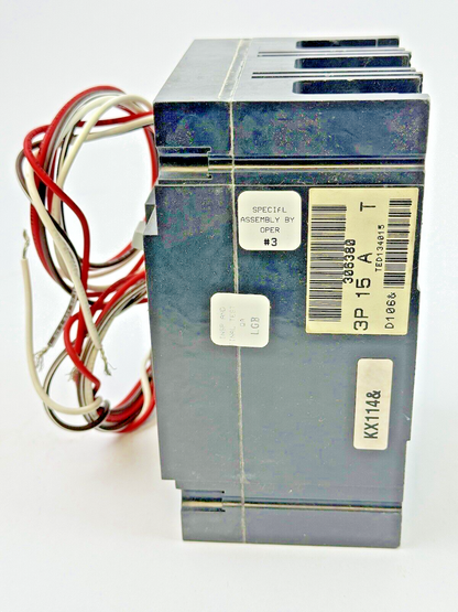GE - TED134015 - IND. CIRCUIT BREAKER W/ AUX SWITCH - 15A, 480 VDC, 3 POLE - NEW