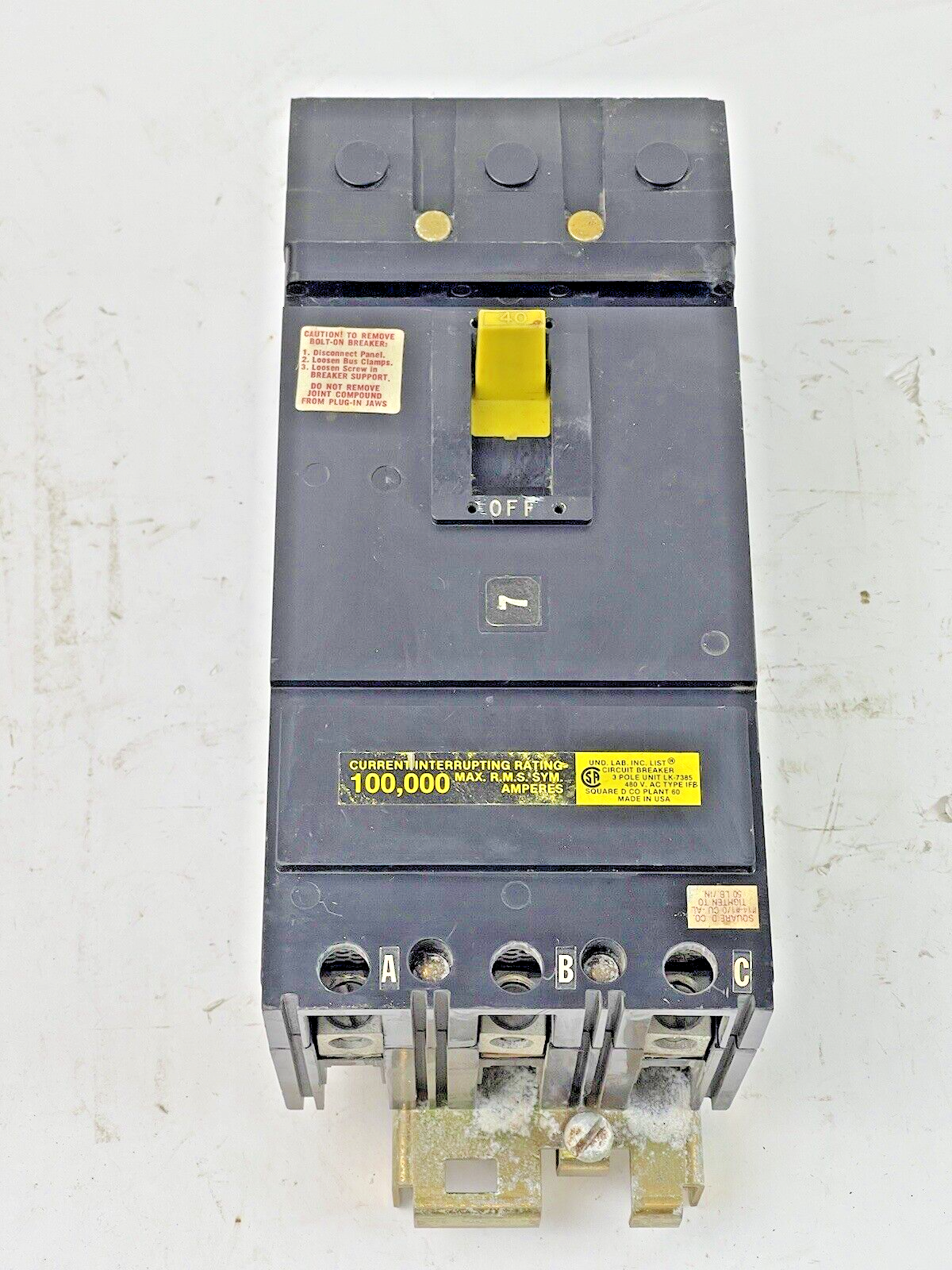 SQUARE D - IFB34040 - BOLT-ON CIRCUIT BREAKER - 40A/3 POLE/ 480 VAC