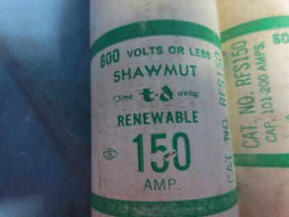 SHAWMUT RFS150 TIME-DELAY RENEWABLE FUSE, 150A, 600V - LOT of 3 NEW SURPLUS???