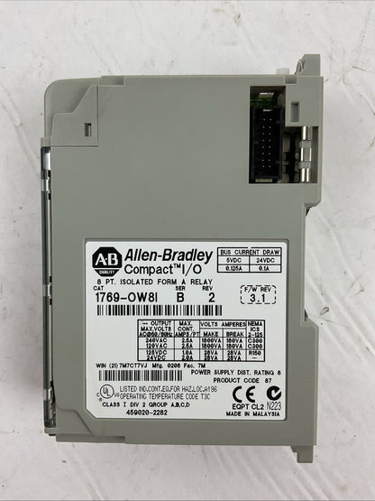 ALLEN BRADLEY 1769-OW8I SER B REV 2 F/W REV 3.1 8PT ISOLATED FORM A RELAY