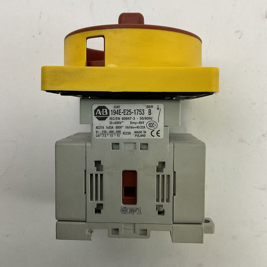 ALLEN BRADLEY 194E-E25-1753 SER B LOAD SWITCH 600VAC 25A