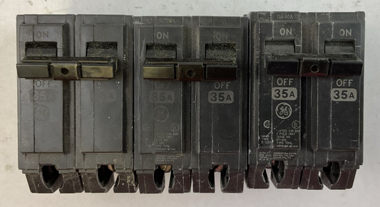 GE THQL2135 35AMP 120/240VAC 2POLE CIRCUIT BREAKER (LOT OF 3)