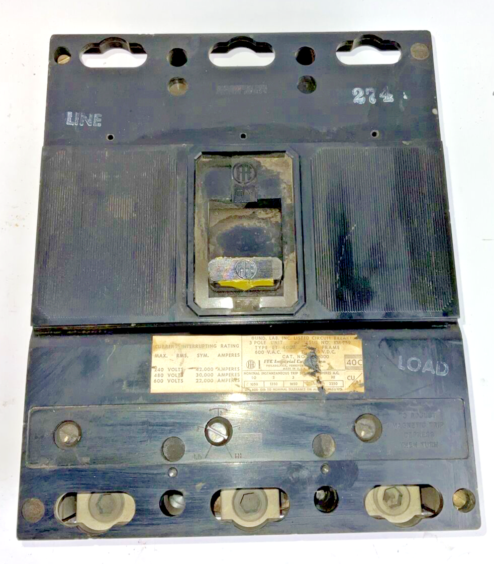 ITE JJ3-B300 CIRCUIT BREAKER 300A 600VAC 3POLE TYPE ET