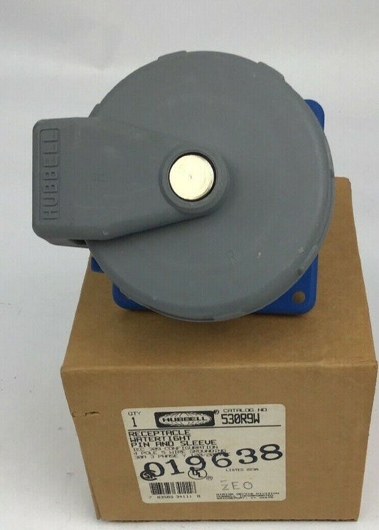 HUBBELL 530R9W RECEPTACLE WATERTIGHT PIN&SLEEVE IEC 309 CONF. 4POLE 5 WIRE 30A
