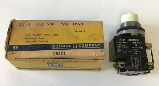 SQUARE D 9001 TP-23 PUST TO TEST PILOT LIGHT 220-240V SER.B TRANSFORMER TYPE
