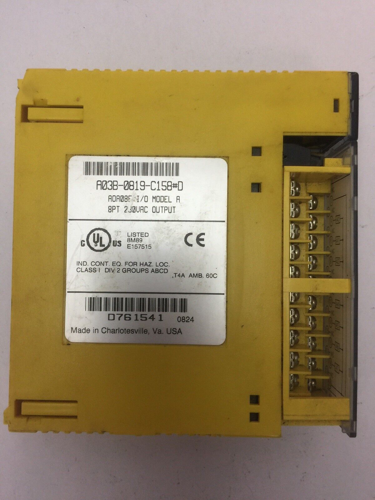 FANUC A03B-0819-C158#D I/O MODULE MODEL A 8PT 230VAC OUTPUT