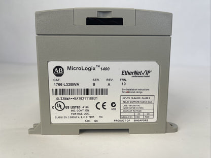 ALLEN BRADLEY 1766-L32BWA MICROLOGIX 1400 CONTROLLER SER B REV A FRN 10 24VDC