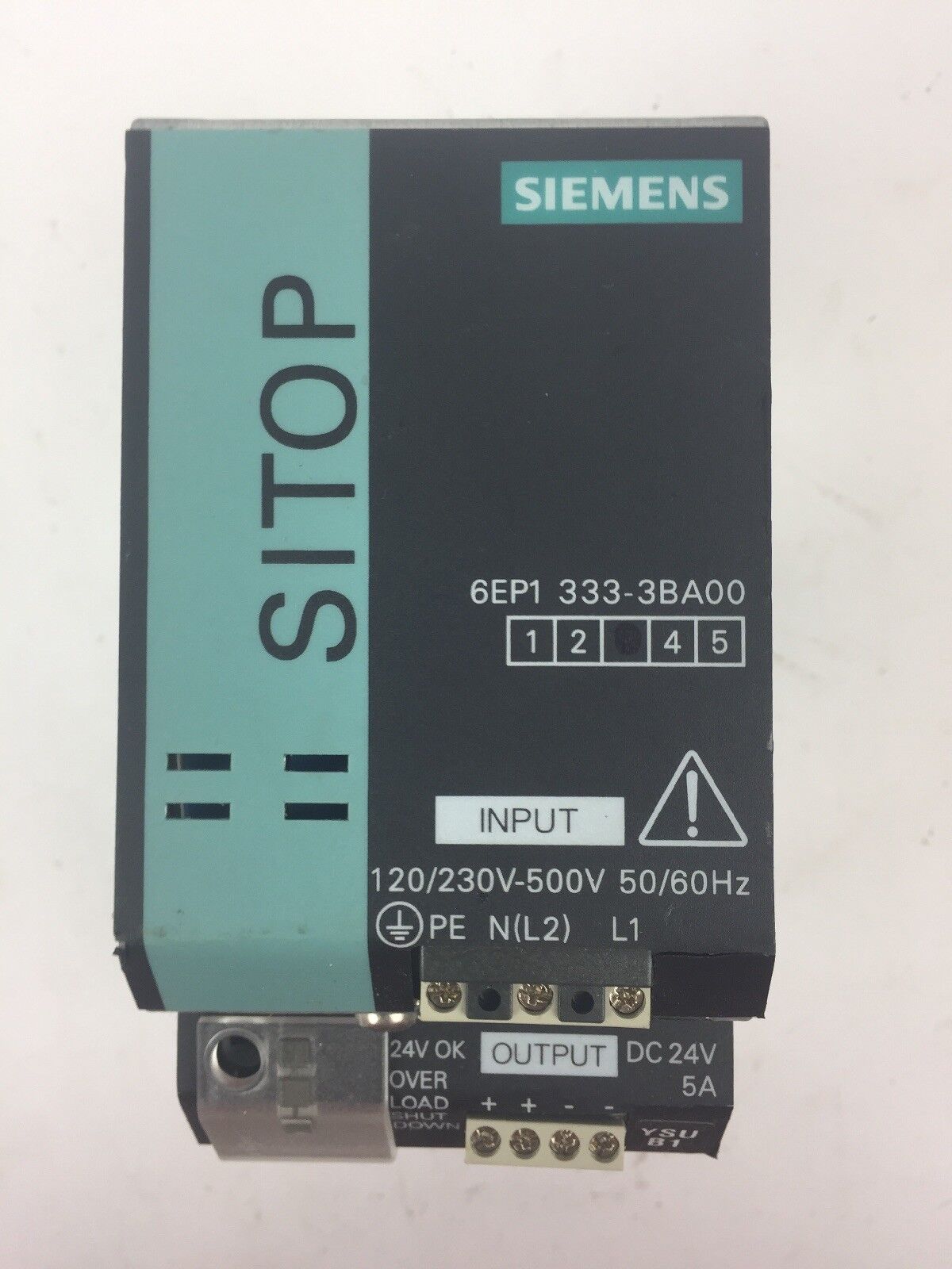 SIEMENS 6EP1333-3BA00 POWER SUPPLY INPUT 120-230/230-500VAC OUTPUT 24VDC/5A/120W