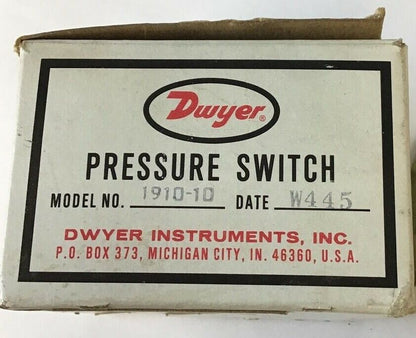 DWYER 1910-10 PRESSURE SWITCH 10PSI 480VAC