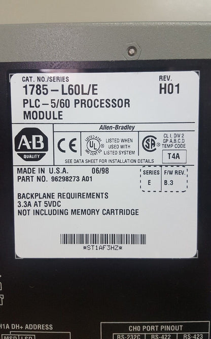 ALLEN BRADLEY 1785-L60L/E REV H01