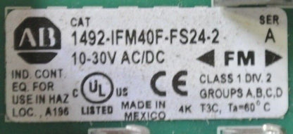 ALLEN-BRADLEY 1492-IFM40F-FS24-2 DIGITAL INTERFACE MODULE, FUSED, 40-Pt 24VAC/DC