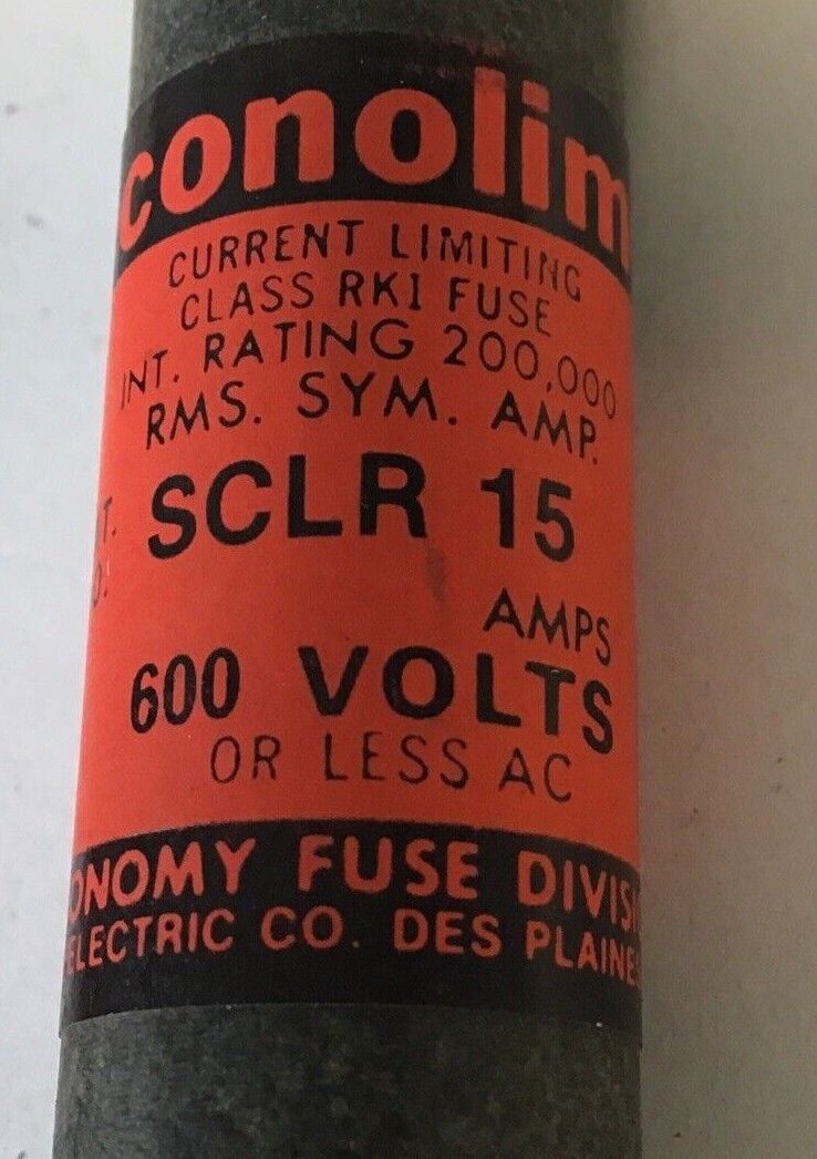 ECONOMY SCLR 15 FUSE 600VAC 15AMP CLASS RK1 CURRENT LIMITING ***LOTOF4***