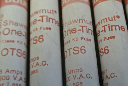 LOT of 7 / GOULD-SHAWMUT OTS6 ONE-TIME FUSE / 6A / 600V / NEW SURPLUS / OTS-6