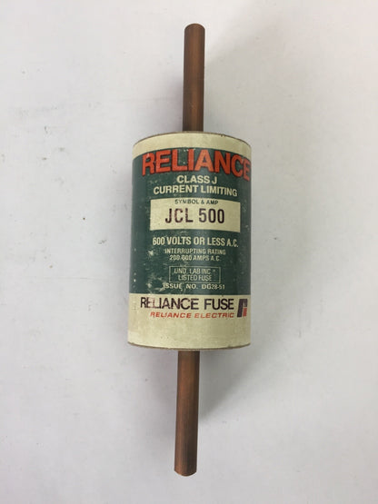 RELIANCE JCL500 CURRENT LIMITING FUSE 500A 600VAC CLASS J