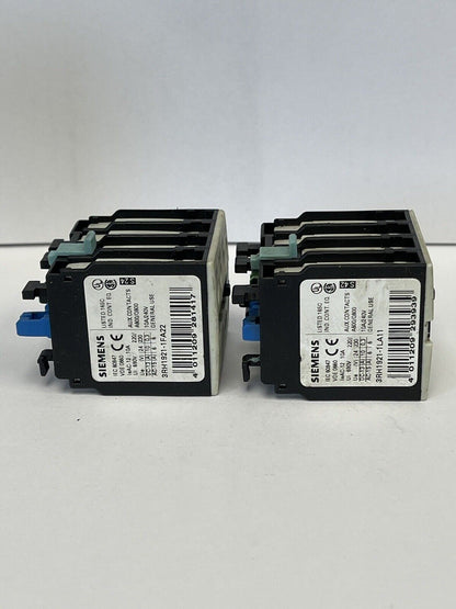 SIEMENS *2 UNITS*- 3RH1921-1FA22 AND 3RH1921-1LA11- AUXILIARY CONTACTS