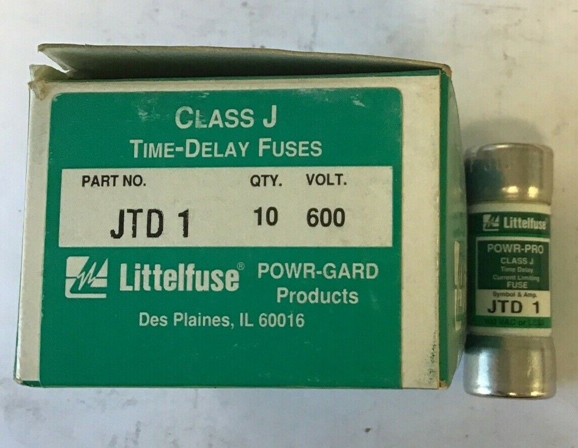 LITTLEFUSE JTD1 POWR-GARD FUSE 1A 600VAC CLASS J TIME DELAY ***LOTOF10***