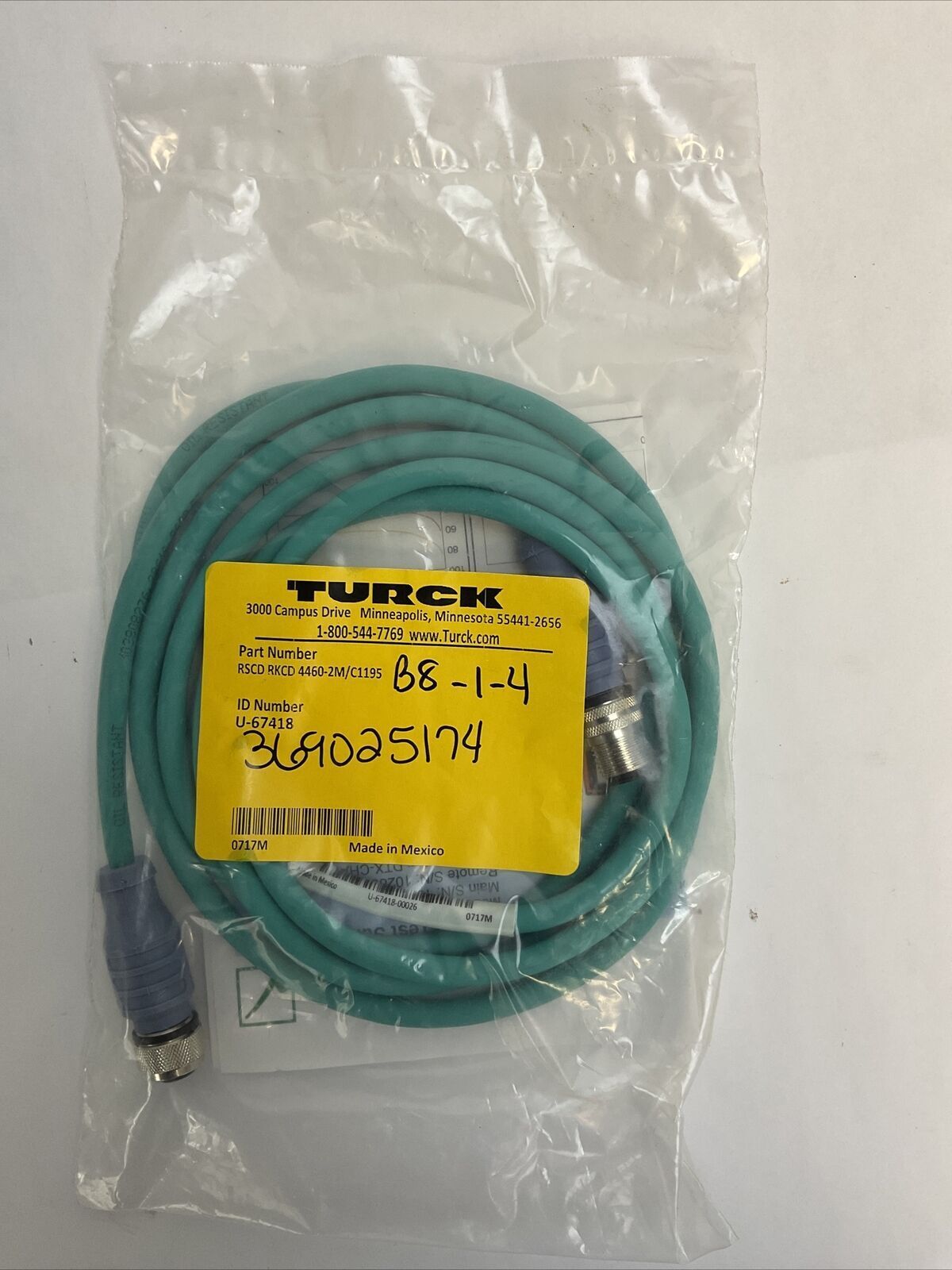 TURCK RSCD RKCD 4460-2M/C1195 CORDSET U-67418