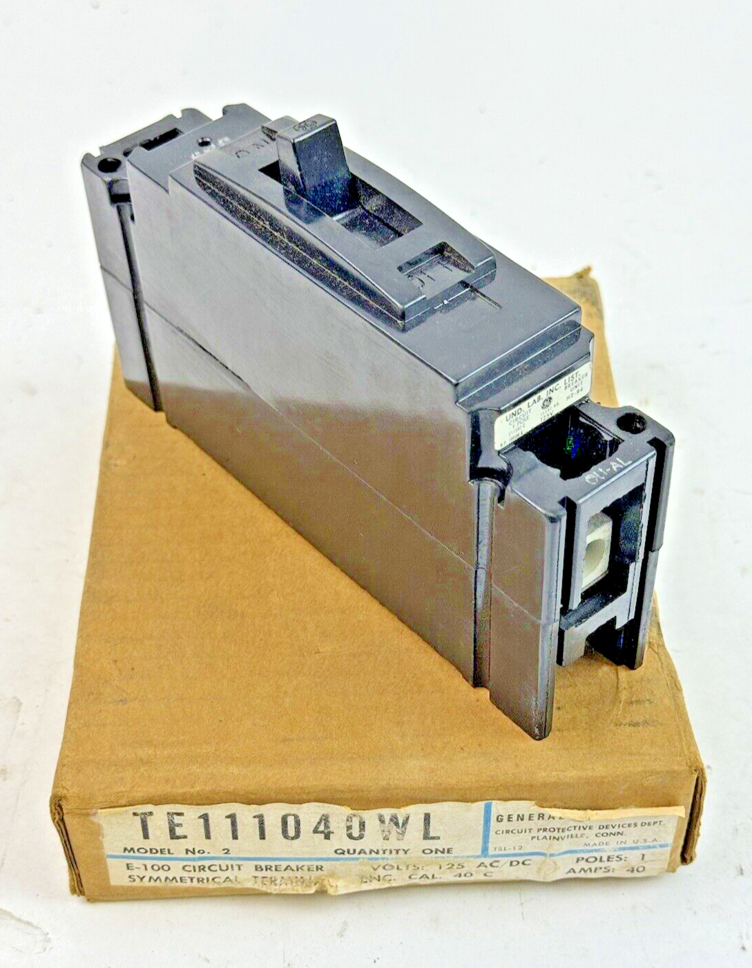 GE - TE111040WL - CIRCUIT BREAKER - 1 POLE, 125 V AC/DC, 40 A - NEW