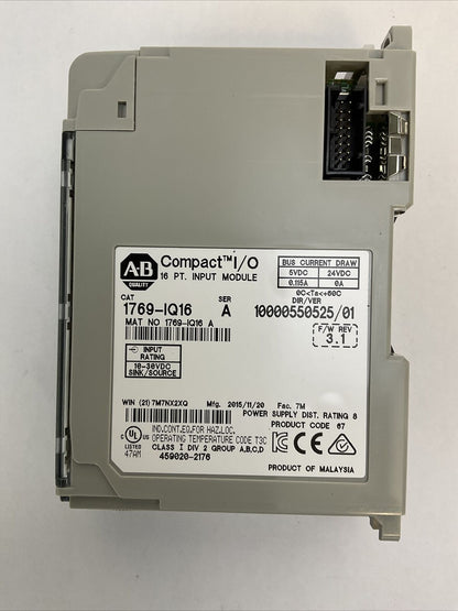 ALLEN BRADLEY 1769-IQ16 SER A DIR/VER 10000550525/01 F/W REV 3.1 COMPACT I/O