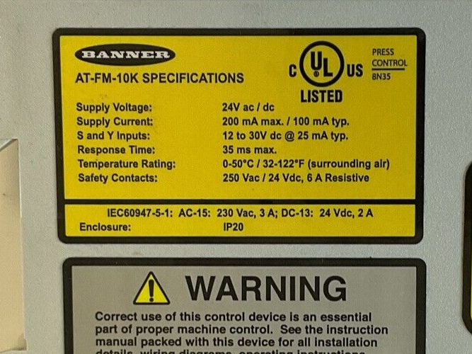 BANNER AT-FM-10K SAFETY RELAY 24VAC/VDC 200MA