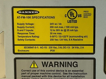 BANNER AT-FM-10K SAFETY RELAY 24VAC/VDC 200MA
