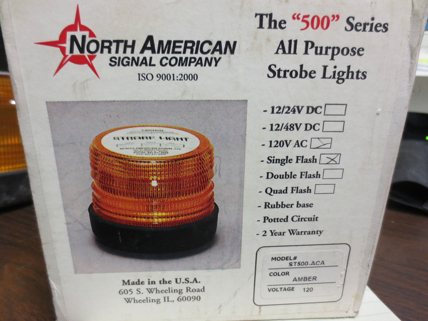 NORTH AMERICAN SIGNAL ST500-ACA STROBE LIGHT - 120VAC, SINGLE FLASH - AMBER