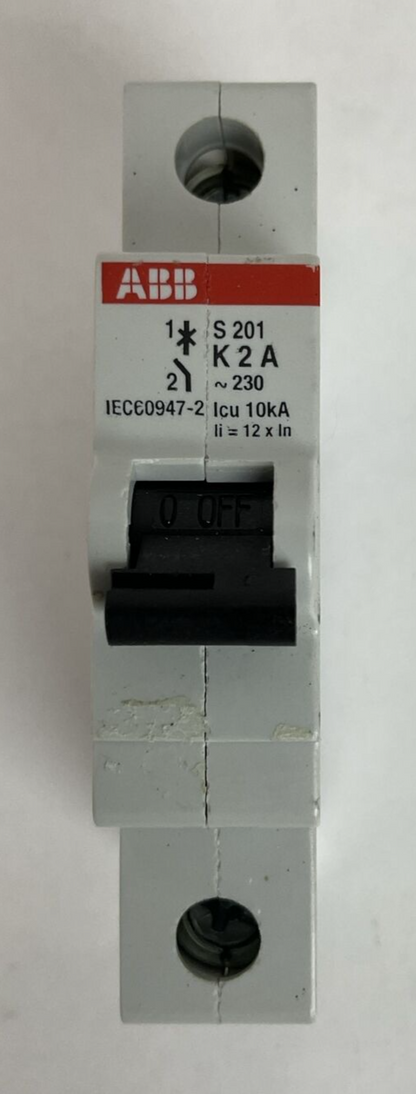 ABB S 201 K 2 A CIRCUIT BREAKER 2AMP 230VAC 1POLE 2CDS251001R0277 (LOT OF 4)