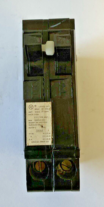 CROUSE-HINDS CTL 40A CIRCUIT BREAKER 120/240VAC TYPE MH