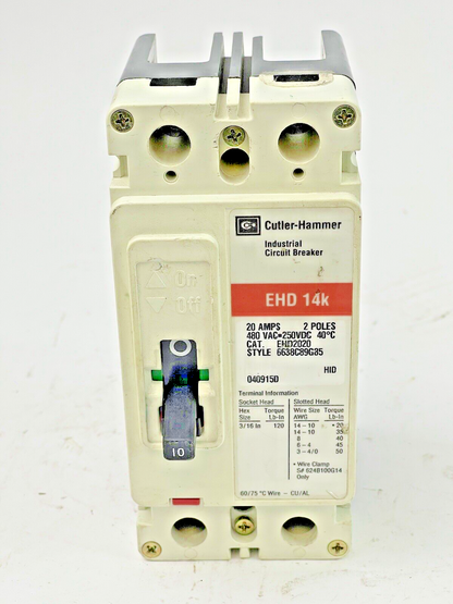 CUTLER-HAMMER - EHD2020 - CIRCUIT BREAKER - 20A, 2POLE, 480VAC