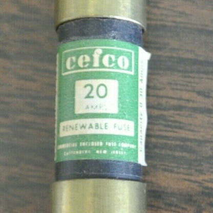 BOX of 10 / CEFCO 20 AMP RENEWABLE FUSE / 20A / 250V / NEW SURPLUS