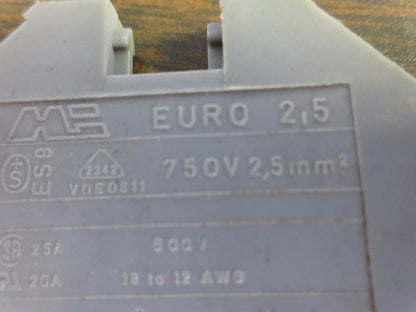 EURO 2.5 TERMINAL BLOCKS - GRAY - LOT of 5 - EURO 2,5 - MORSETTITALIA