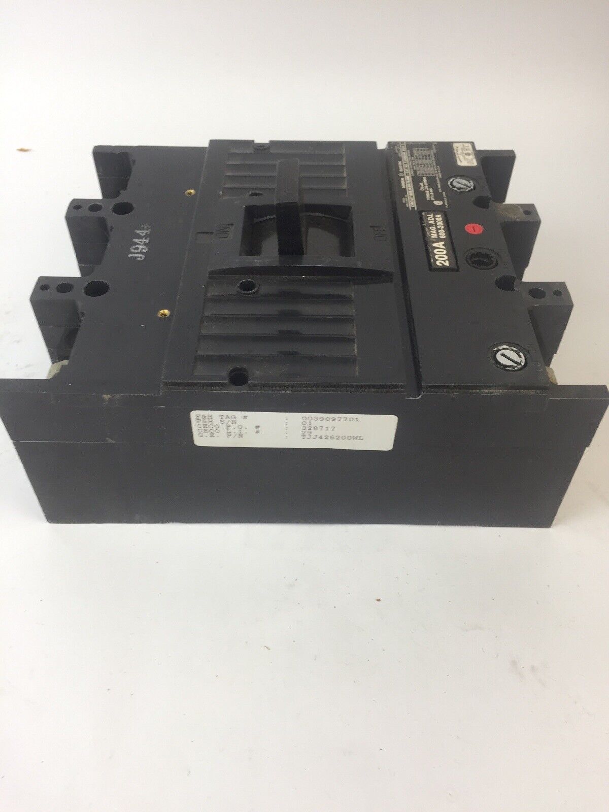 GE TJJ426200WL J-400 CIRCUIT BREAKER 200 AMP 600VAC 250VDC 2 POLE