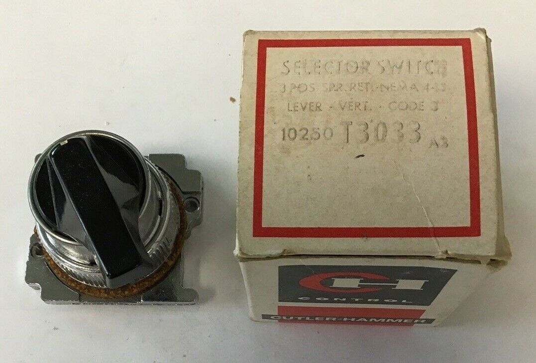 CUTLER HAMMER 10250T3033 SELECTOR SWITCH CODE3 3POS