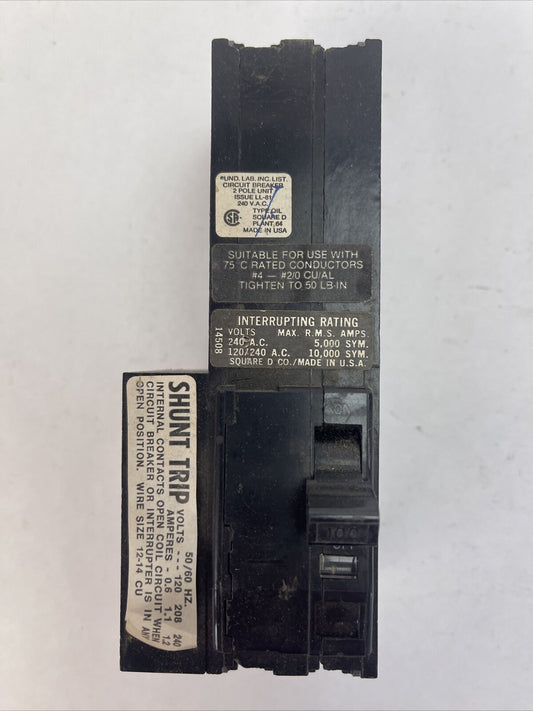 SQUARE D Q1L21001021 CIRCUIT BREAKER 100AMP 120/240VAC
